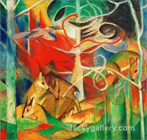 Deer in the Forest I by Franz Marc paintings reproduction